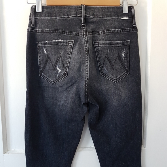 Mother High Waisted Looker Ankle Leave The Light On Washed Black Sz 25 - Picture 7 of 15